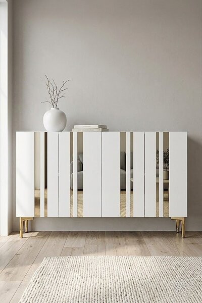 Mia komód, fehér-arany, 120 cm
