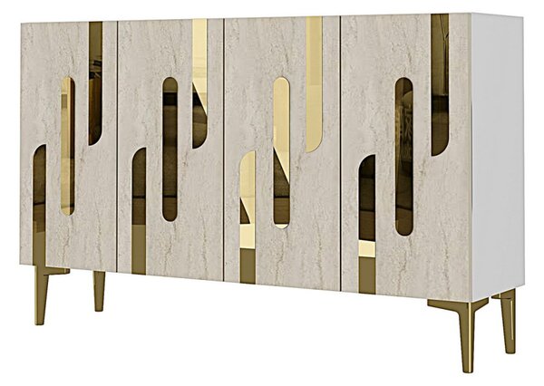 Ece komód, fehér-travertin, 120 cm – TR555CHM1512
