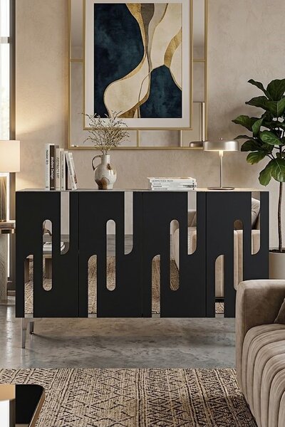 Ece komód, antracit-ezüst, 120 cm