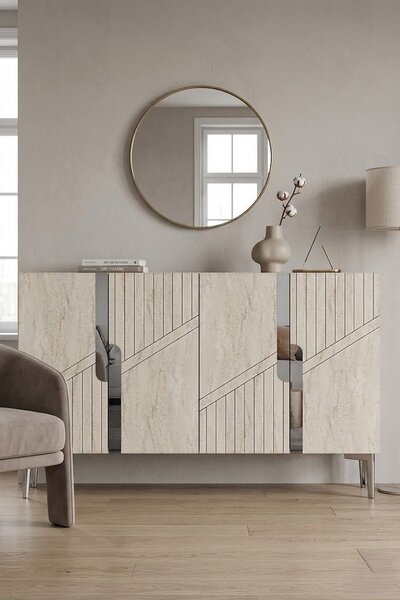 Evva komód, fehér-travertin, 120 cm – TR555CHM1509