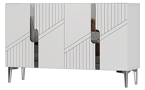 Evva komód, fehér-ezüst, 120 cm