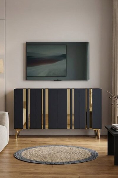 Mia komód, antracit-arany, 120 cm