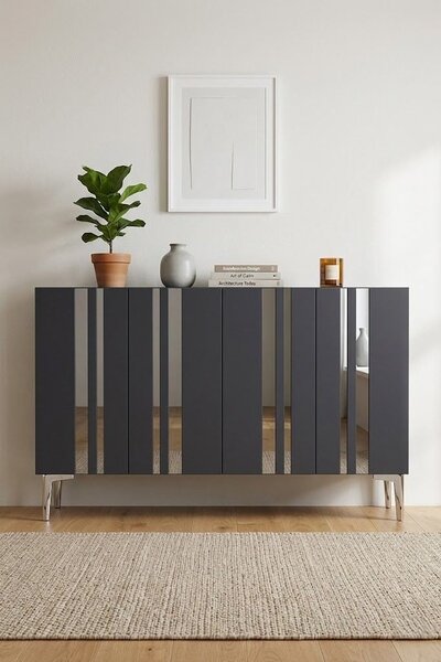 Mia komód, antracit-ezüst, 120 cm
