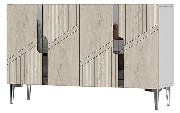 Evva komód, fehér-travertin, 120 cm – TR555CHM1509