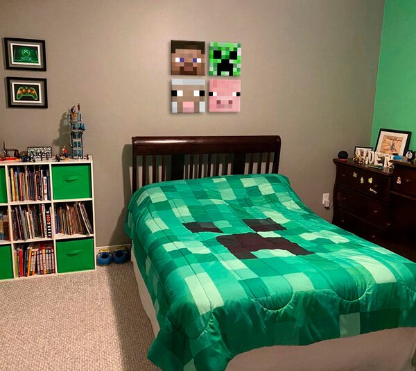 Minecraft pictura - Personaje panza recomandate - Steve, Creeper, Oaie, Porc - 40x40 cm