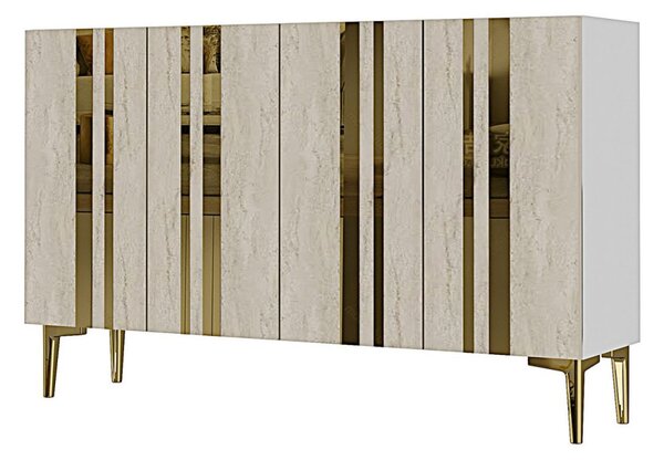 Mia komód, fehér-travertin, 120 cm – TR555CHM1518