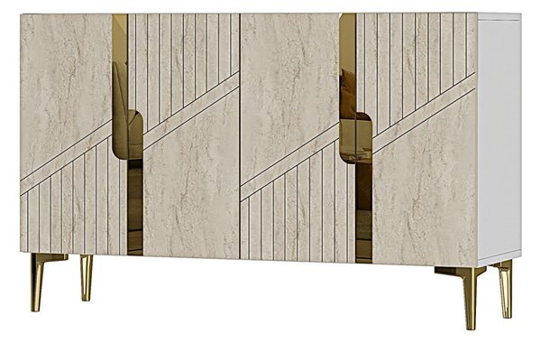 Evva komód, fehér-travertin, 120 cm – TR555CHM1506