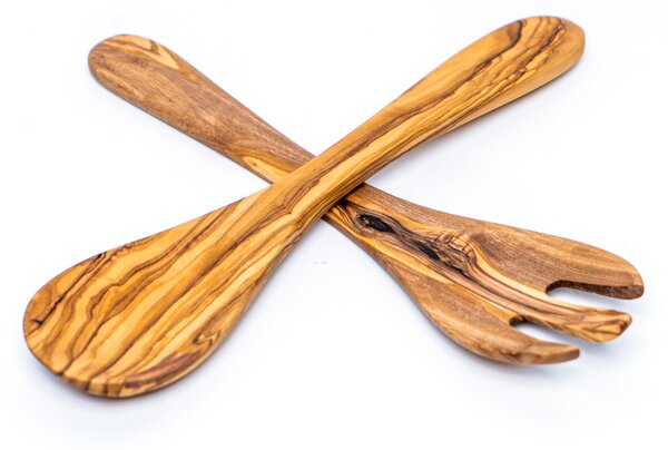 Set Verona lingura si furculita din lemn de maslin 25 30 35 cm