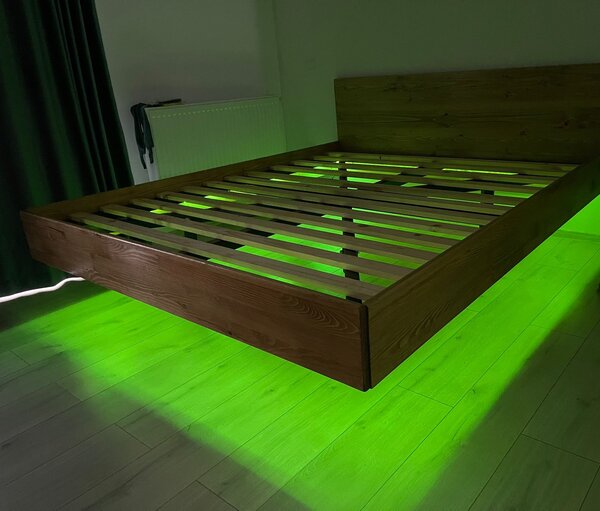 Pat plutitor cu structura metalica si lumini led, 180x200 cm