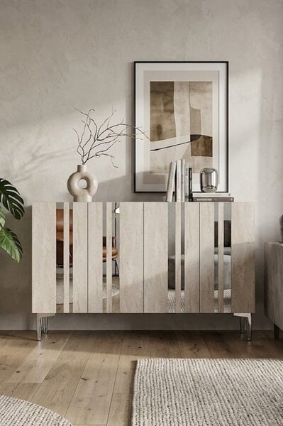 Mia komód, fehér-travertin, 120 cm – TR555CHM1521