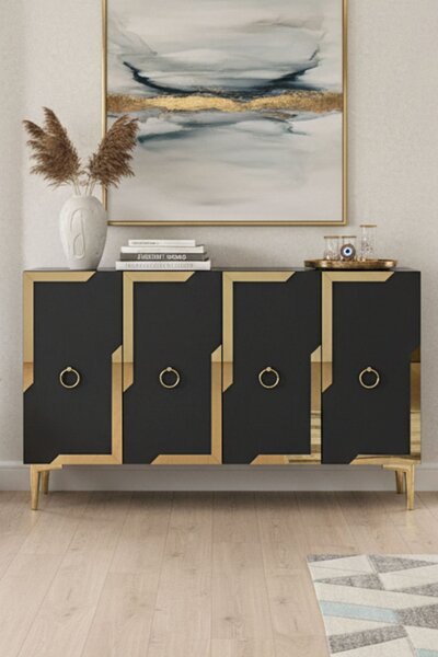 Seza komód, antracit-arany, 120 cm