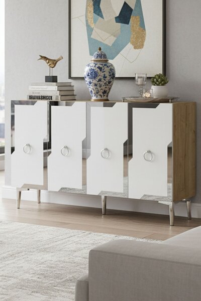 Seza komód, zafír tölgy-fehér, 120 cm – TR555CHM1547