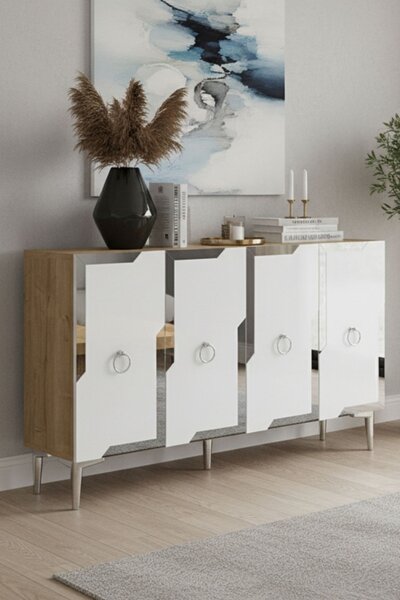 Seza komód, zafír tölgy-fehér, 120 cm – TR555CHM1547