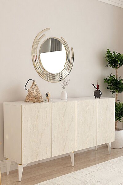 Lipa komód, fehér-travertin, 125 cm