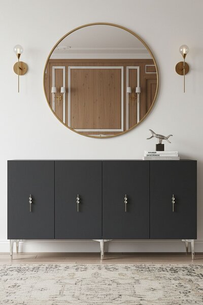 Komód, antracit-ezüst, 125 cm