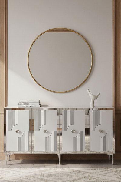 Pega komód, fehér-ezüst, 125 cm