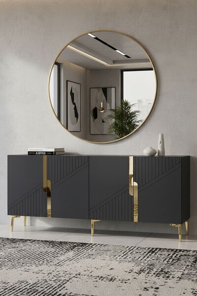 Evva komód, antracit-arany, 125 cm