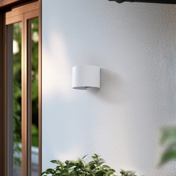 Lindby Lampa de perete pentru exterior Smart LED Dara, albă, rotundă, CCT RGB,, reglabil, Alb, Aluminiu, Modern