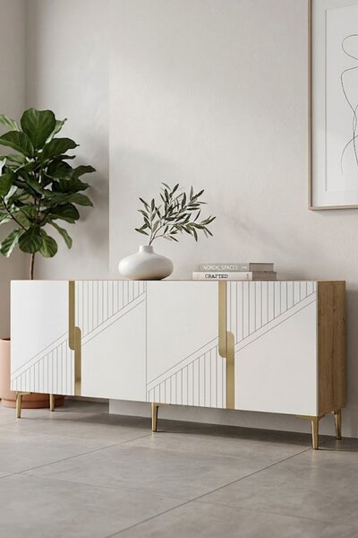 Evva komód, zafír tölgy-fehér, 125 cm – TR555CHM1579