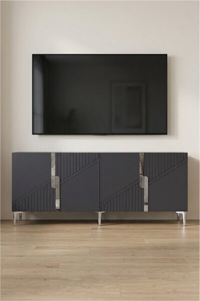 Evva komód, antracit-ezüst, 125 cm