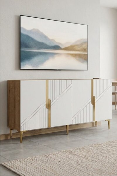 Evva komód, zafír tölgy-fehér, 125 cm – TR555CHM1579