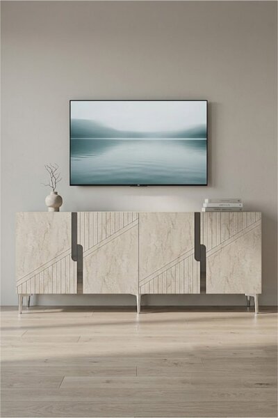 Evva komód, ezüst-fehér, 125 cm