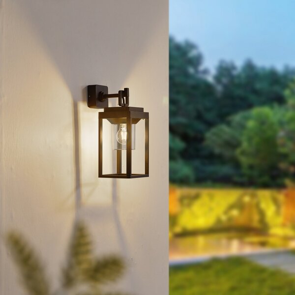Lucande Milanka lampă de perete pentru exterior, negru, aluminiu, 43 cm, reglabil, Negru, Aluminiu, Modern
