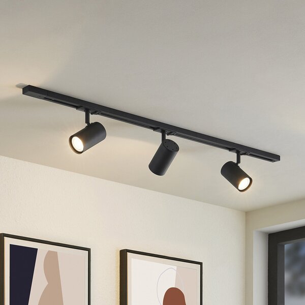Lindby 1 bec Linaro, GU10, 3 becuri, negru, reglabil, Negru, Hol, Metal, Modern