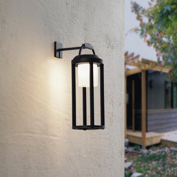 Lucande 2-in-1 LED lumina solara Tilena, negru, rotund, aluminiu, reglabil, Negru, Aluminiu, Modern