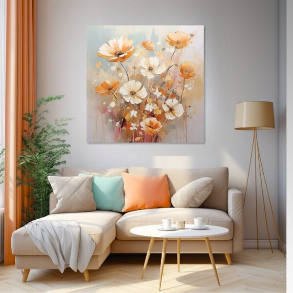 Peach Fuzz Picturi Dans blând de flori - 50x50 cm
