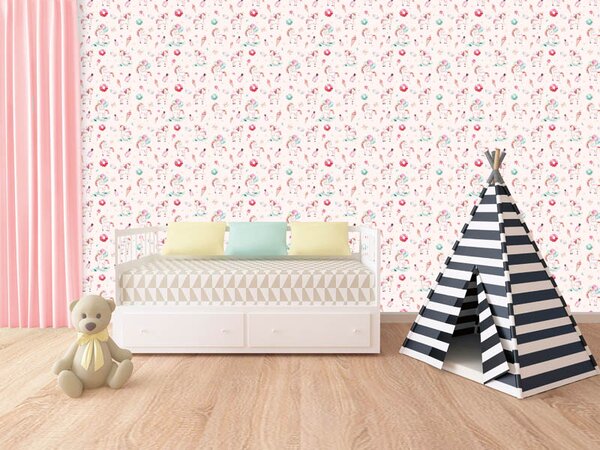 Tapet vlies de lux unicorni roz