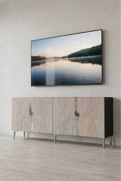 Evva komód, antracit-ezüst, 150 cm