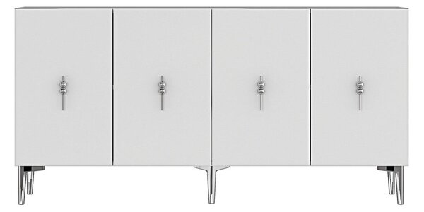 Komód, ezüst-fehér, 150 cm