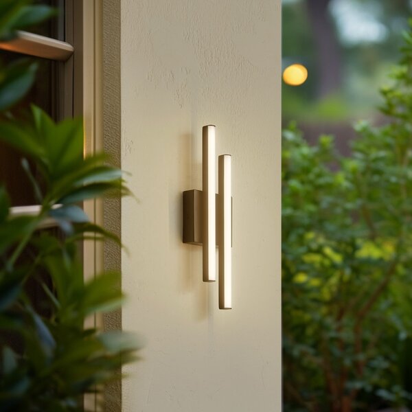 Lindby Aplică de exterior cu LED Abelia, negru, aluminiu, oțel inoxidabil, Negru, Aluminiu, Modern