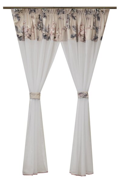Perdea Velaria in alb samba cu esarfe, 210cm x 160 cm