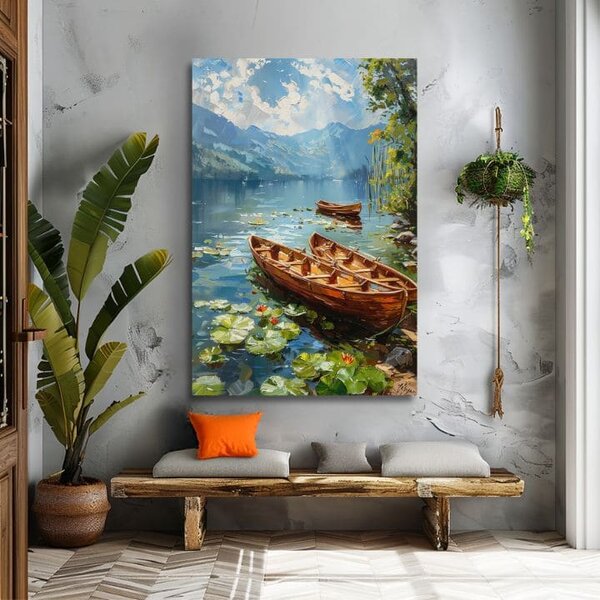 Peisaj pe panza pictura Romance într-un cuplu | finisată de mâna artistului - 40x60 cm