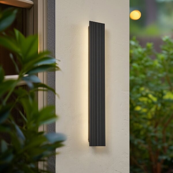 Lucande Lampa de perete pentru exterior cu LED Melira, lungime 60 cm, antracit, Negru, Aluminiu, Modern