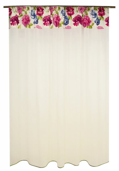 Perdea pirilty ivoire cu flori, 200x210 cm