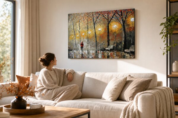 Pictat manual 1 buc pictura peisaj - 120x80 cm / Clasic 2 cm