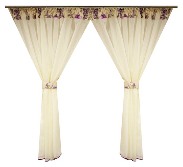 Perdea de bucatarie cu imprimeu floral, 435 x 155 cm