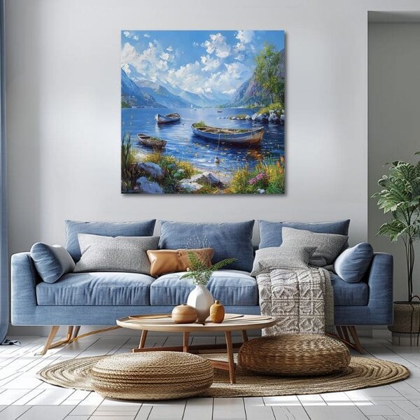 Peisaj pictura pe panza Lac pașnic - 60x60 cm