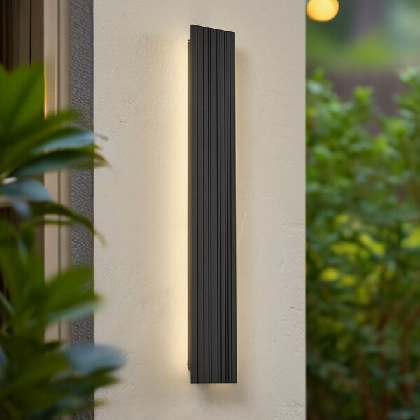 Lucande Lampa de perete pentru exterior cu LED Melira, lungime 60 cm, antracit, Negru, Aluminiu, Modern