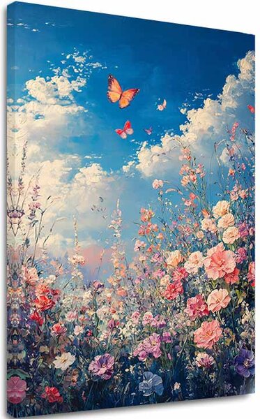 Pictarea fluturilor pe pajiștea înflorită - Eleganță colorată - 40x60 cm