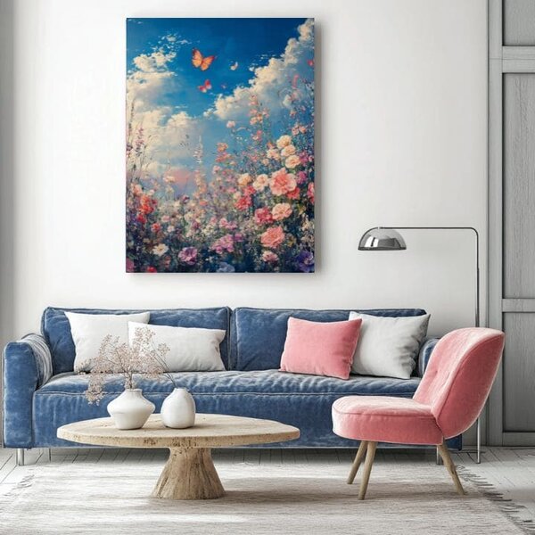 Pictarea fluturilor pe pajiștea înflorită - Eleganță colorată - 40x60 cm