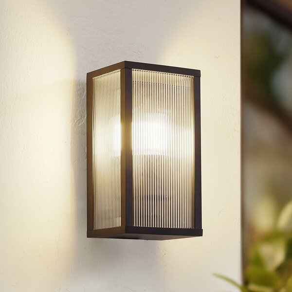 Lindby Lampa de exterior Peldar, antracit/striată, 26 cm, reglabil, Negru, Aluminiu, Modern