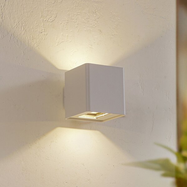 Lucande Lampa de perete pentru exterior cu LED Aaron, albă, IP54, lumină, Alb, Aluminiu, Modern