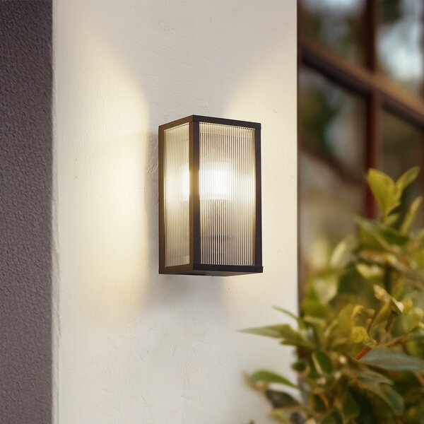 Lindby Lampa de exterior Peldar, antracit/striată, 26 cm, reglabil, Negru, Aluminiu, Modern
