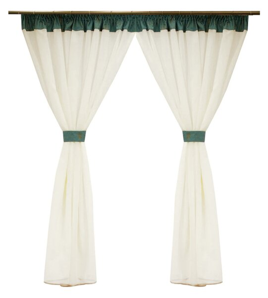 Perdea Velaria ivory cu model turcoaz, 380x180 cm