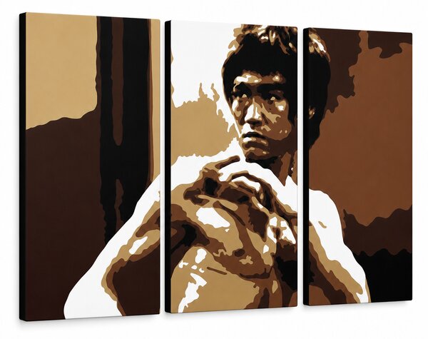Tablou POP ART pictat manual AL Bruce Lee 3 piese lee - 60x40 cm