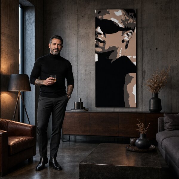 Tablou POP ART pictat manual Brad Pitt 1 bucată bp - 30x40 cm